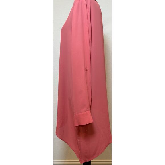 Chico’s Coral Tunic Sheer Roll Tab Sleeves and Asymmetrical Hem Size 1 (Medium) - Picture 2 of 3
